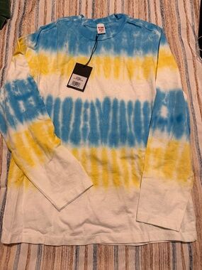 Re/Done 50s Long Sleeve Tee in Sky Stripe Size XS